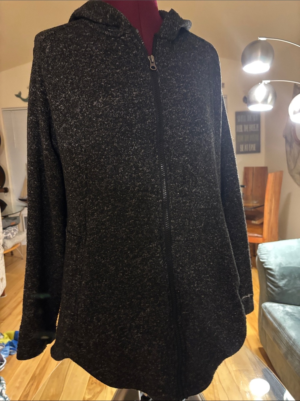 Eddie Bauer Black Speckled Full-Zip Hooded Jacket